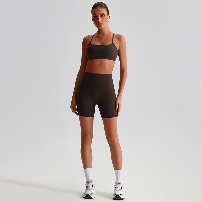 Fitness Sports Leggings And Crossed Beautiful Bra With Pads Set SKL-LQ0139