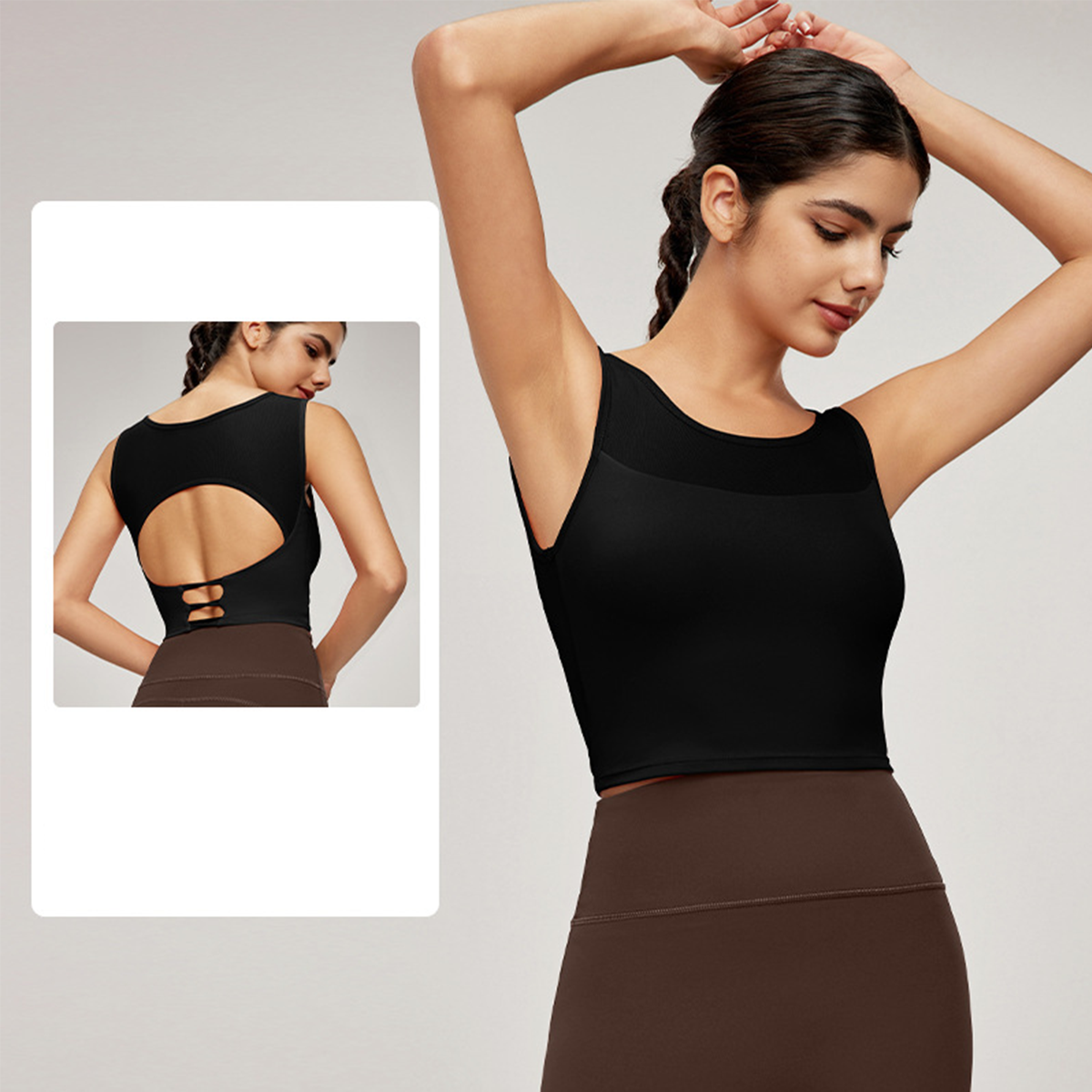 Mesh-Paneled Backless Yoga Tank Top DWB115122