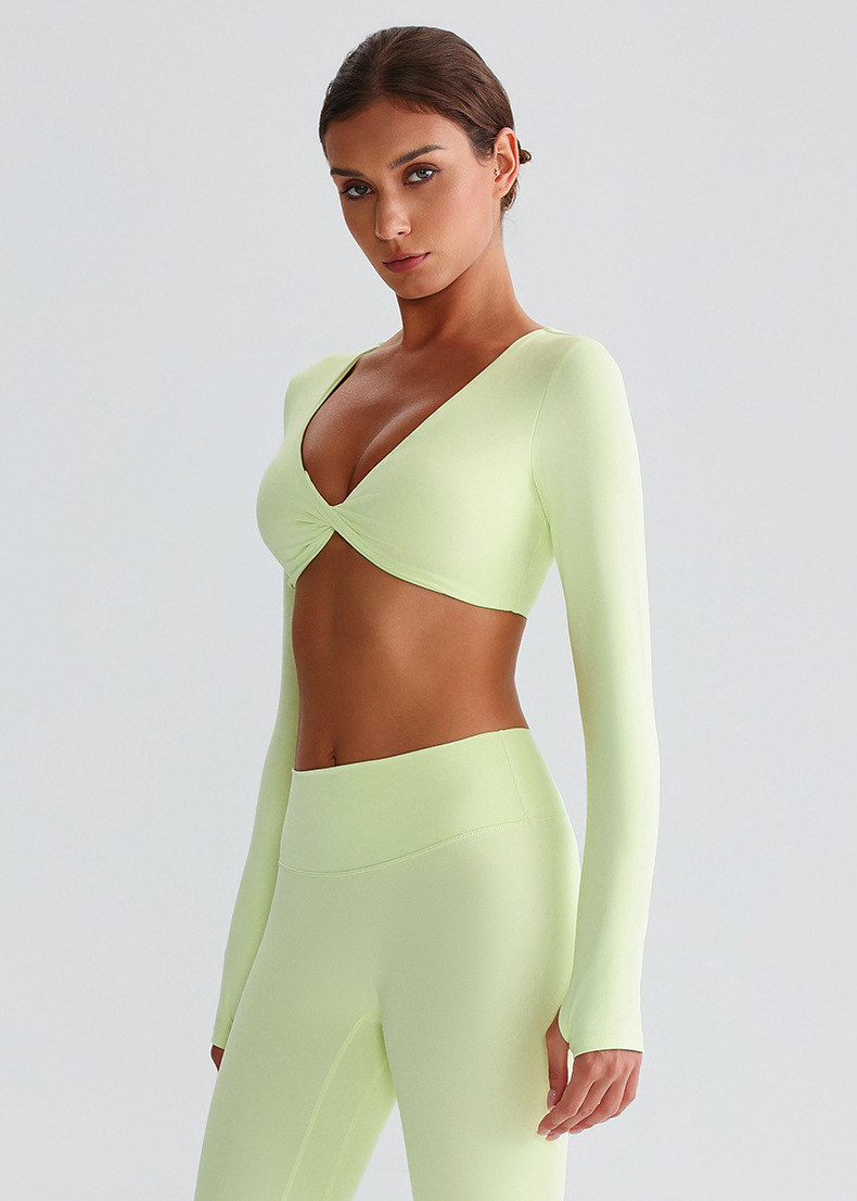  Knot Long - Sleeve Yoga Bra  Sports Bras Come With Chest Pads SKL-LQ8019