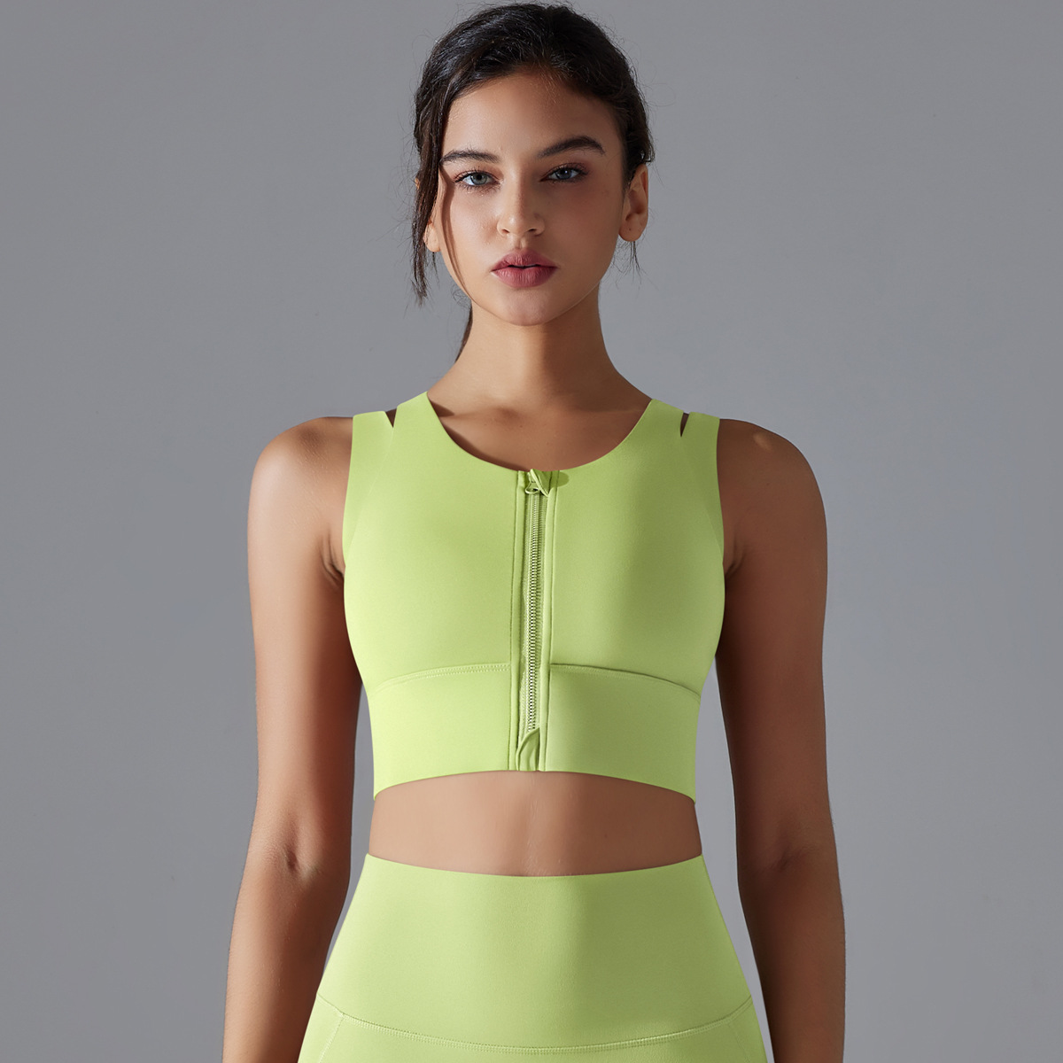  Zippered Sports Bra Running Fitness Vest 7020