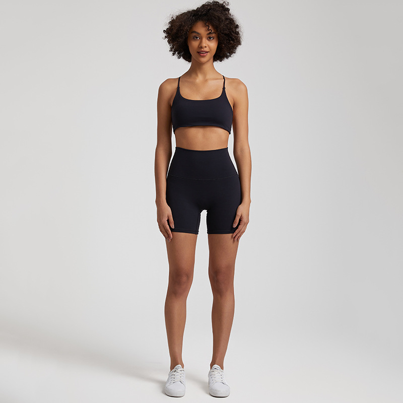 Cross Back Bra Breathable Compression Shorts Yoga Wear Set SKL-LQ7359