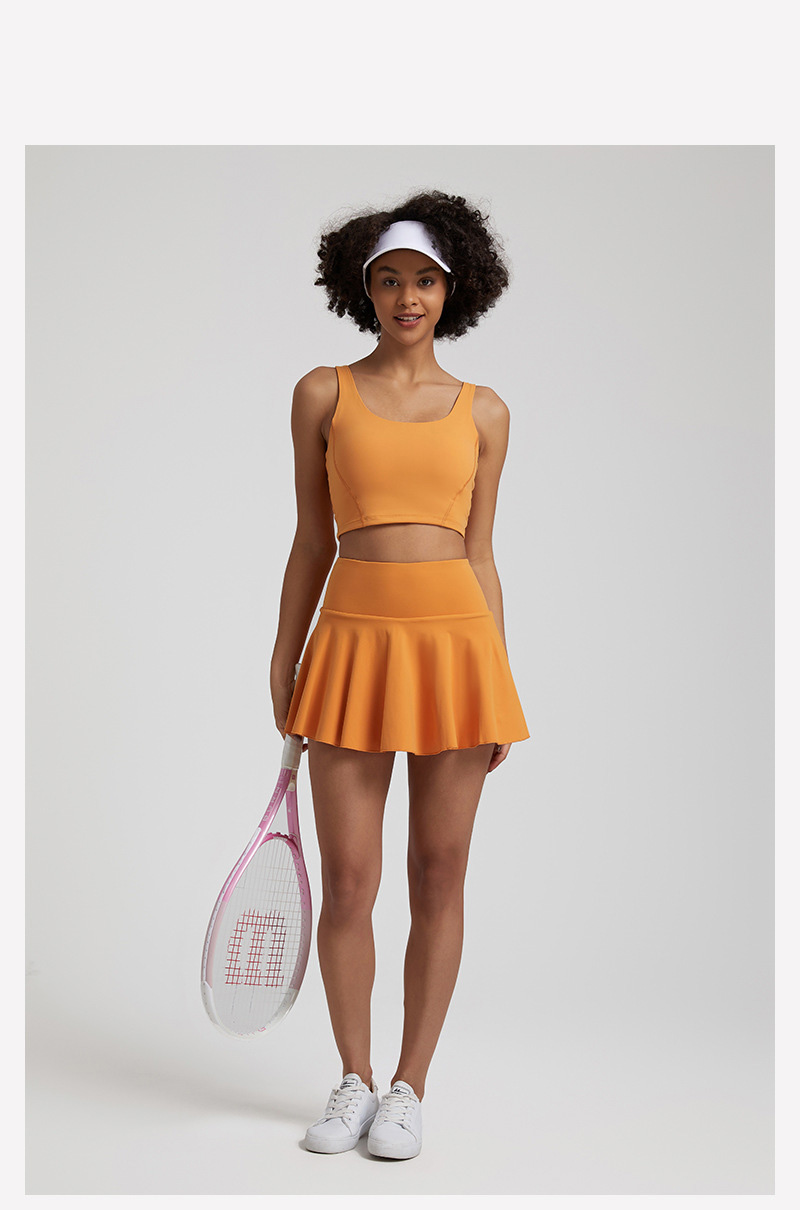 Sports Tennis Skirt Prevent Exposure Nude Yoga Short Skirt Set SKL-LQ7731