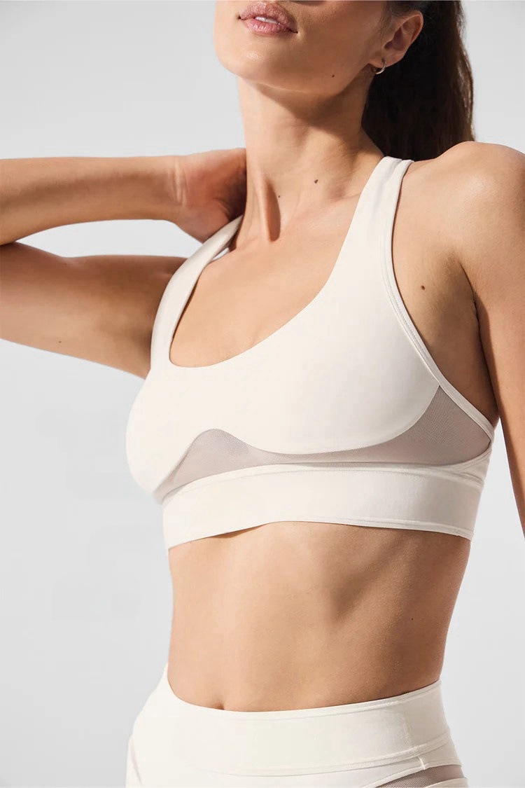 Mesh Paneled Racerback U-Neck Sports Bra SKL-FNK25131