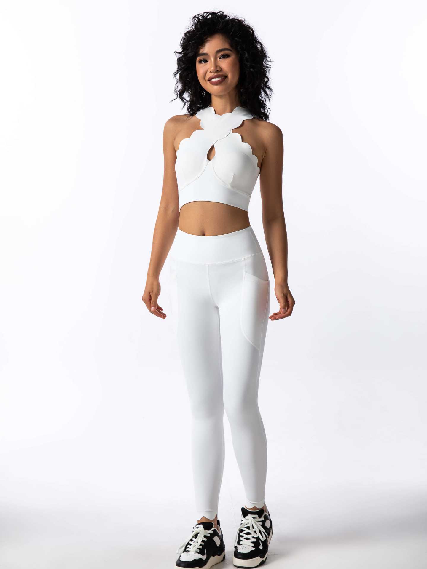 Lace Yoga Outfit Set for Women Short Tank Top Fitness Two-Piece Set SKL-FNK202411