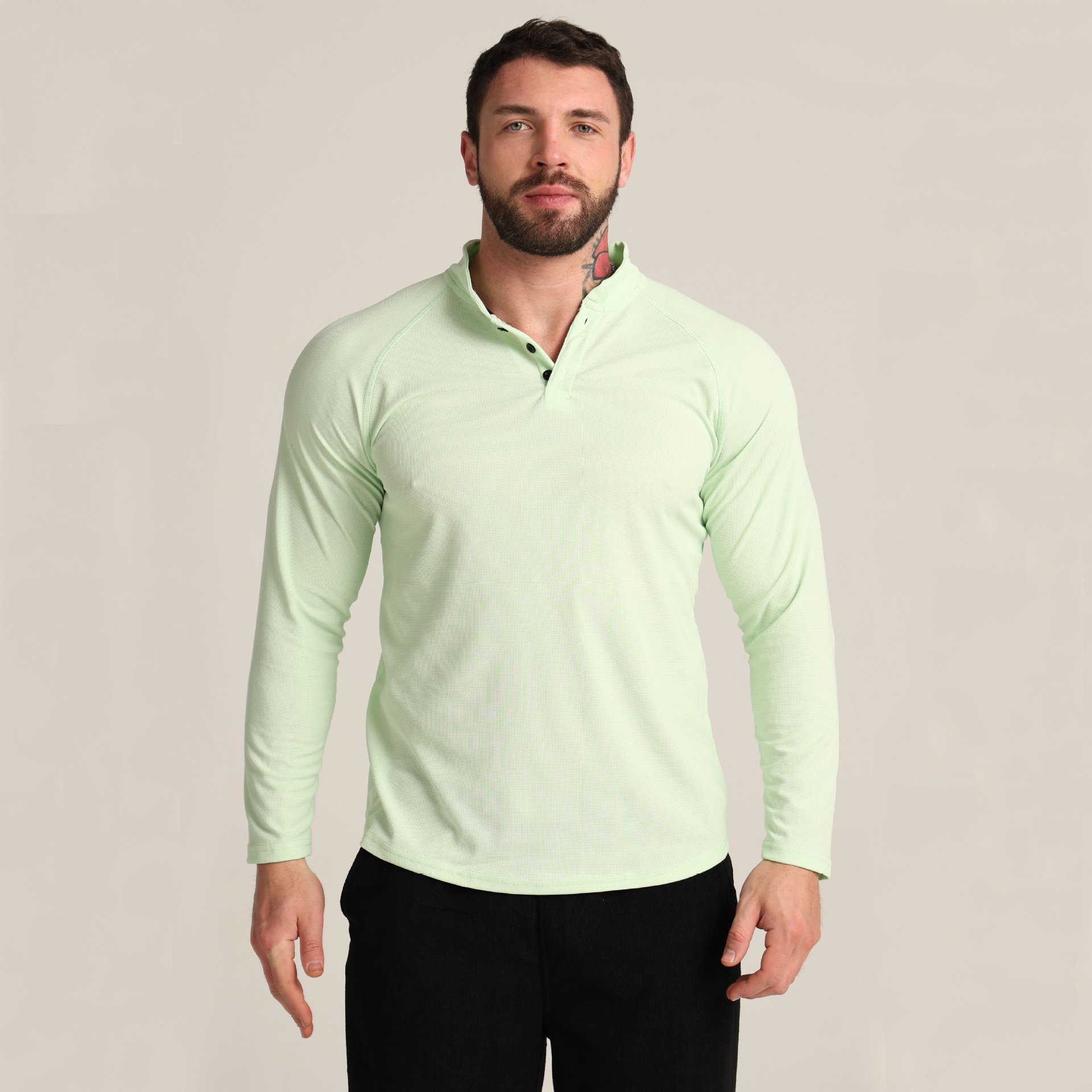 Men's Buttoned POLO Long Sleeve Shirt CX122