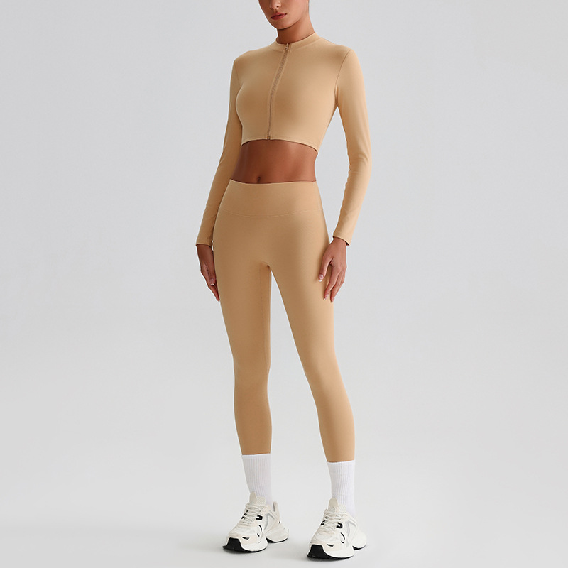 Flare Leggings And Knot Long - Sleeve Yoga Bra Set SKL-LQ0122