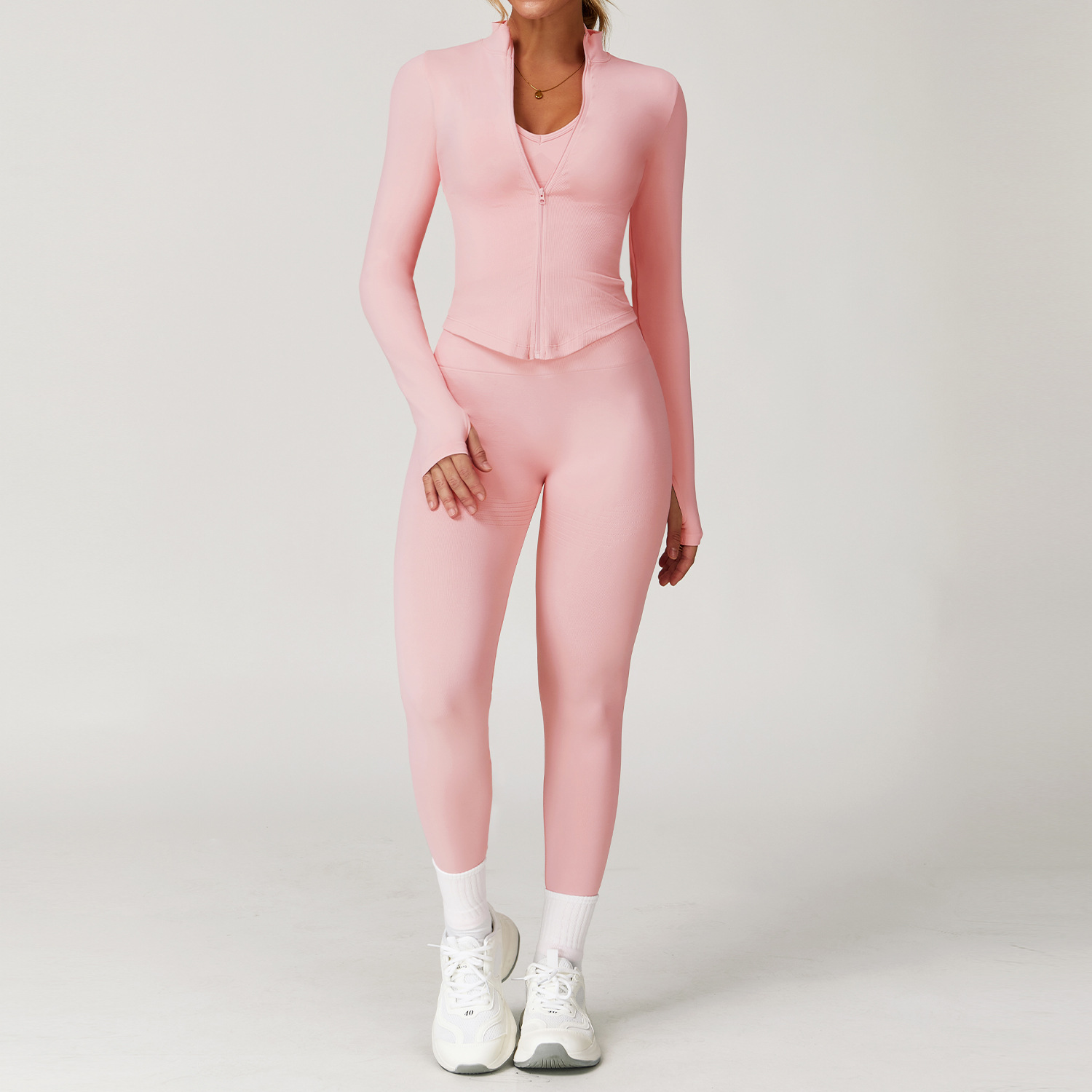  Seamless Leggings and Coat Yoga Set 7725