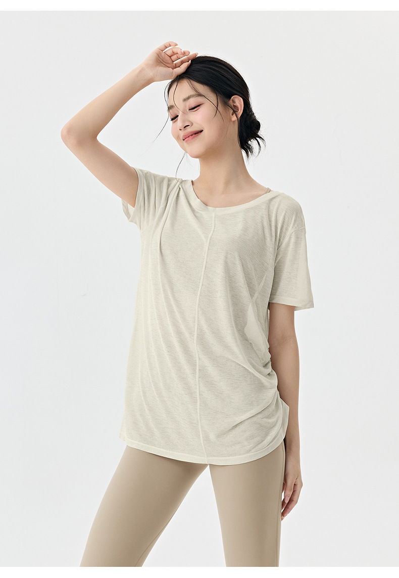 Loose  Breathable Yoga Short-Sleeve Cover-Up DWA115543