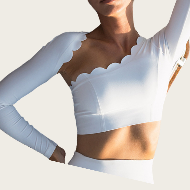  Asymmetric Long-Sleeved Yoga Top for Pilates Training and Fitness SKL-FNK8809