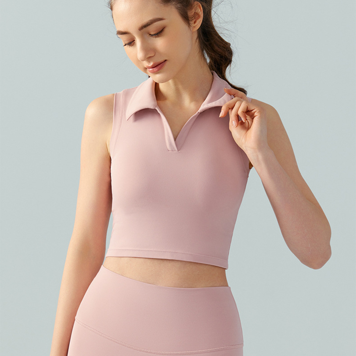 Collared Breathable Sleeveless Yoga Tank Top DSG673