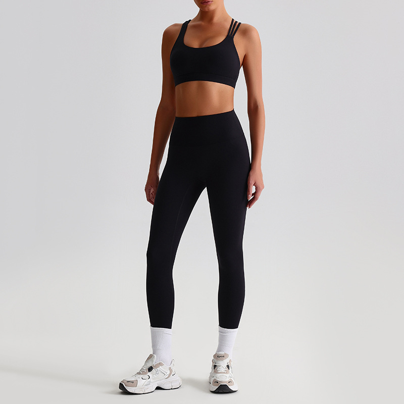 Crossed Beautiful Back Bra Running And Fitness Suit Leggings Set SKL-LQ8635