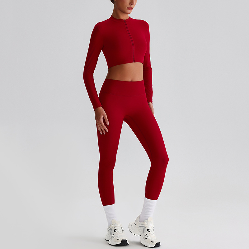 Flare Leggings And Knot Long - Sleeve Yoga Bra Set SKL-LQ0122