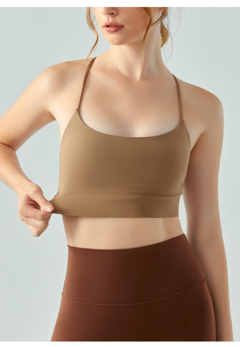 U-Neck Thin-Strap Solid Fitness Sports Bra DSB696