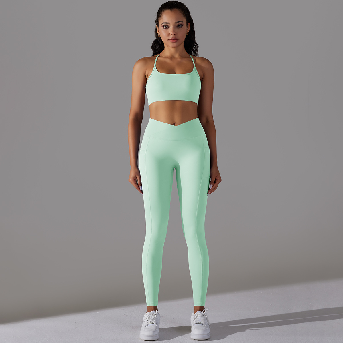  Sports Bra High-Waisted Tight Pants Yoga Wear Set 6608