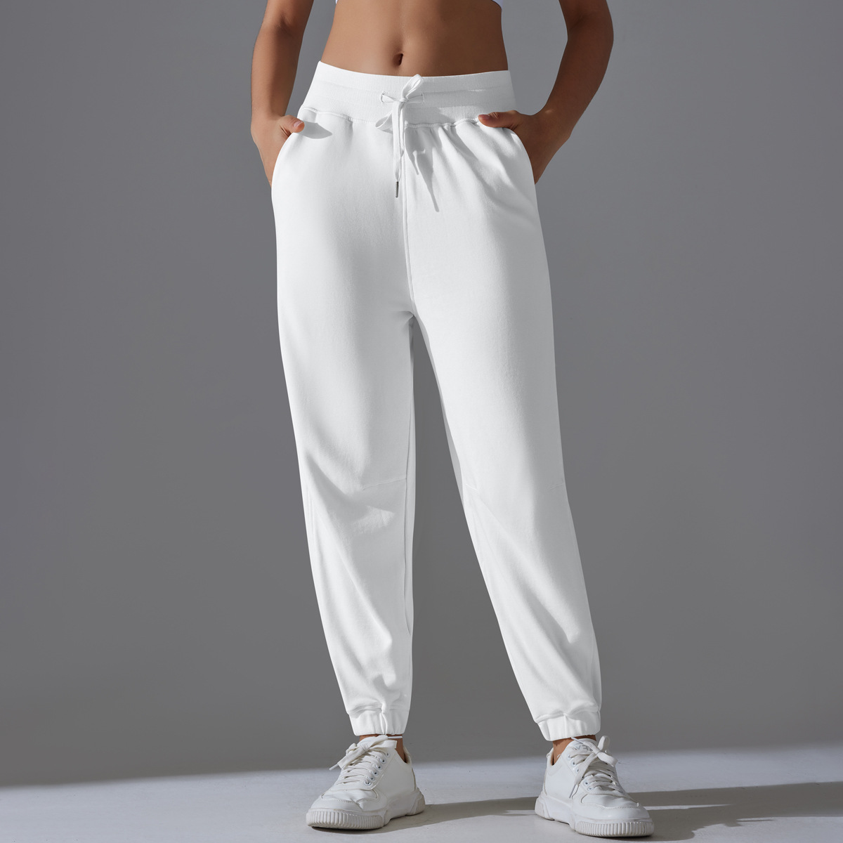 Drawstring Cuffed Pants Casual Loose Fit Sports Pants 7048