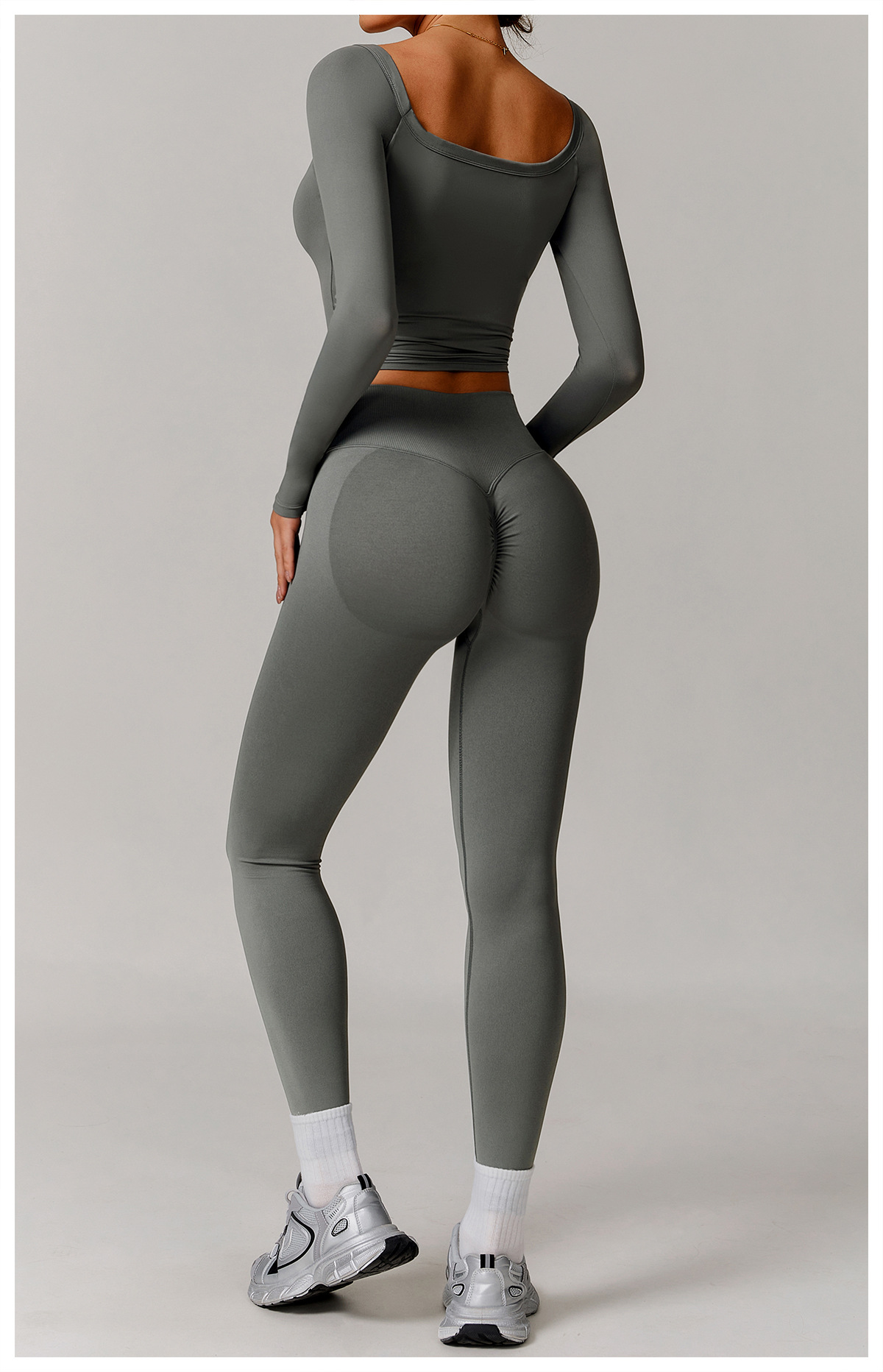 Yoga Clothing Set Long - Sleeved Top and Long Pants Combo for Workout 5036