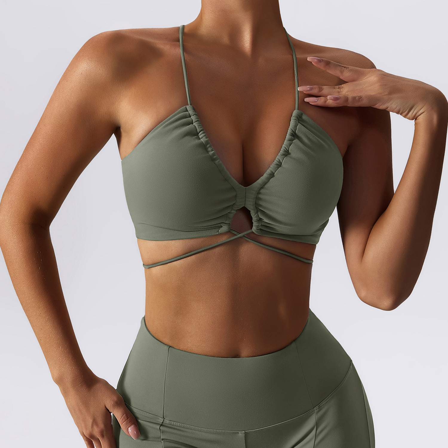  Sexy Deep V Top Hot Girl's Thin Belt Beautiful Back Yoga Bra SKL-FNK202345