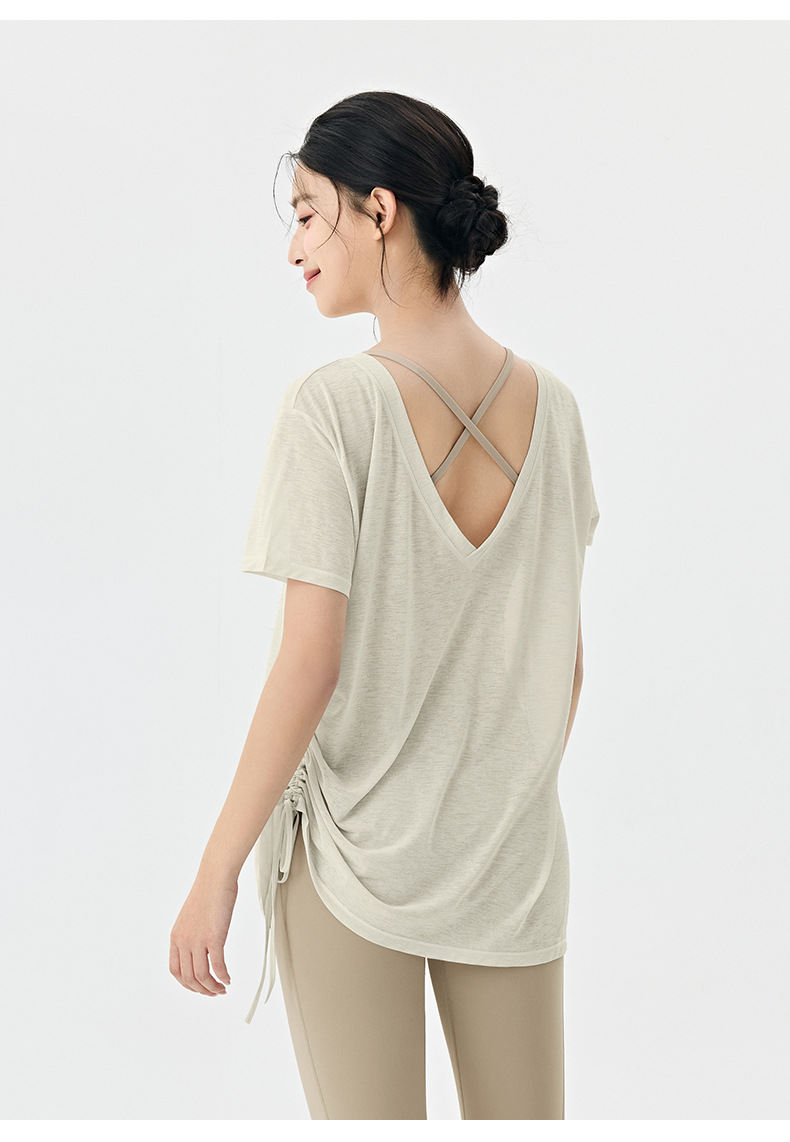 Loose  Breathable Yoga Short-Sleeve Cover-Up DWA115543