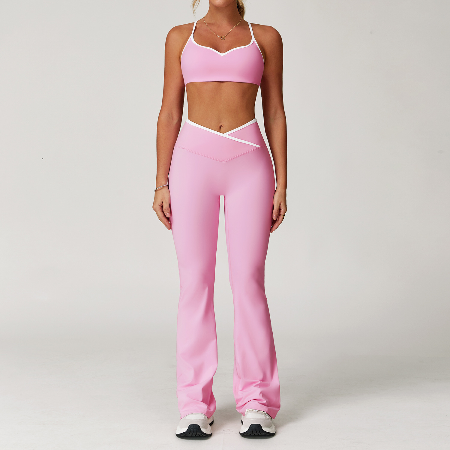  Women's 3 Options Bra & High-Waist Sports Pants Yoga Set 9253