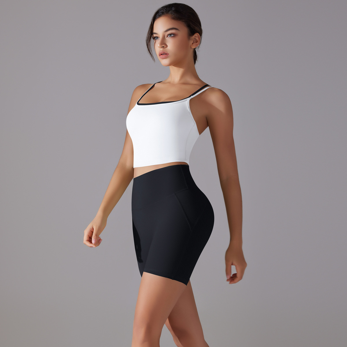  High-Waisted Sports Fitness Two-Piece Set for Women 7005