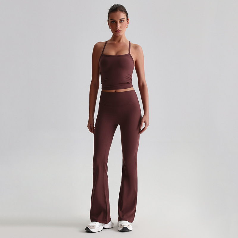 Sportswear yoga set High-waisted yoga flared pants With Beautiful Back Bra SKL-LQ8959