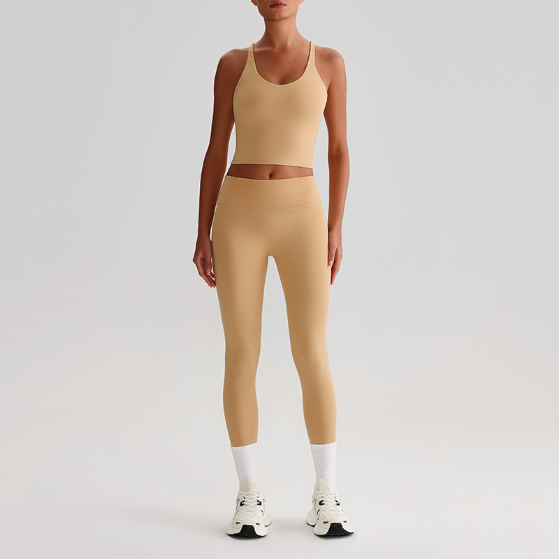Women's Plus-size Tight Sports Leggings And Bra With Padded Outdoor Running And Fitness Wear Two-piece set SKL-LQ0128