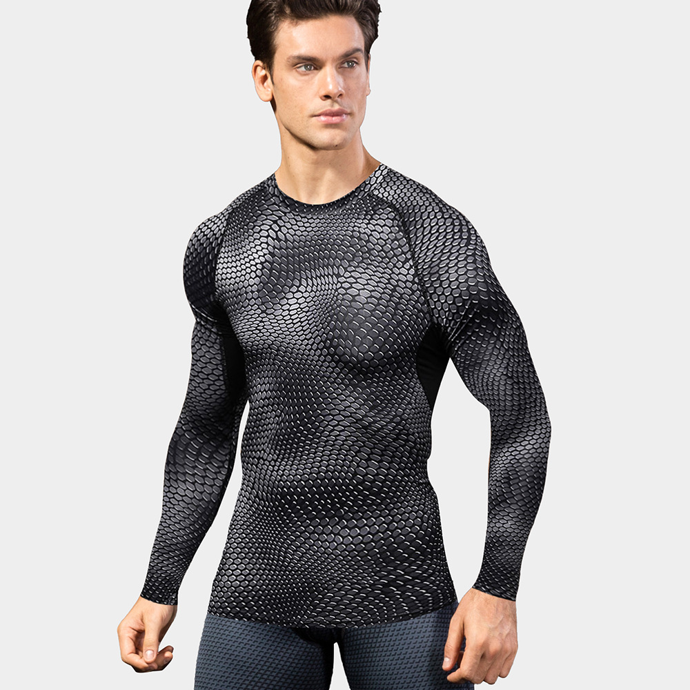 Men's Stretchy Sweat-Wicking Quick-Dry Fitness Long-Sleeved Shirt 4029