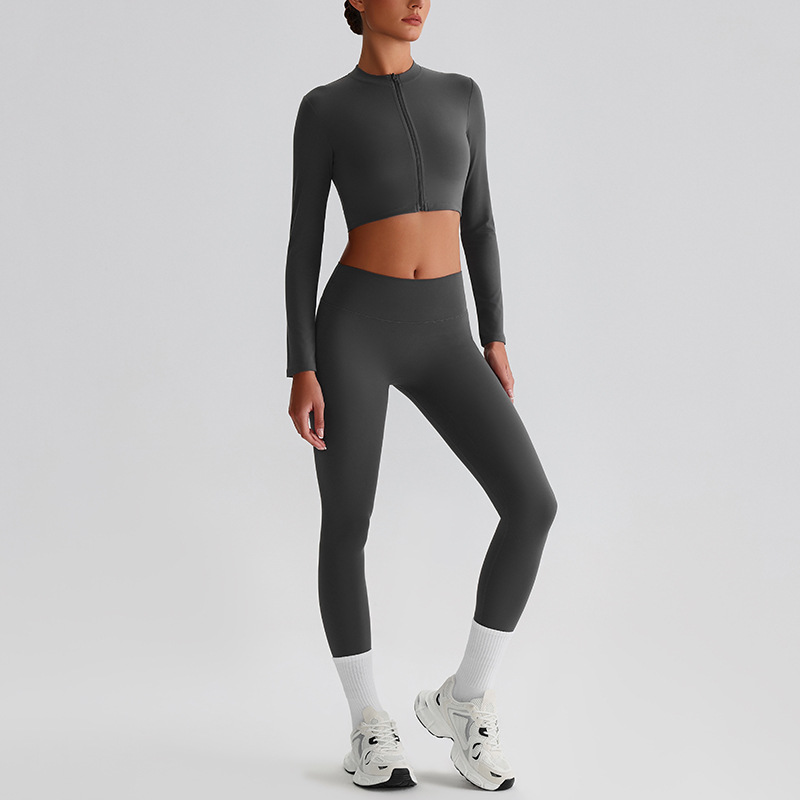 Flare Leggings And Knot Long - Sleeve Yoga Bra Set SKL-LQ0122