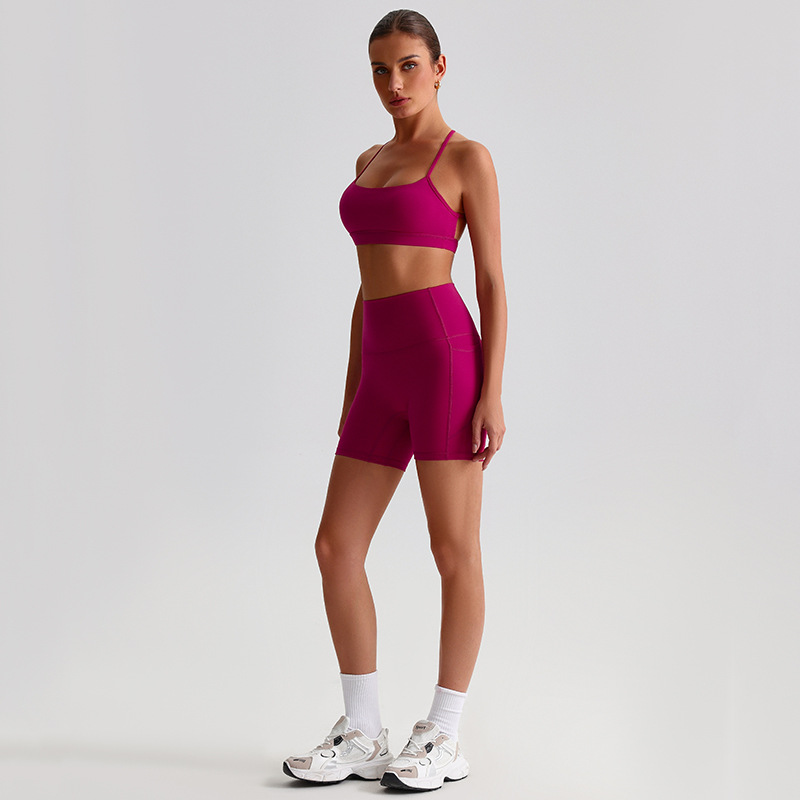 Yoga Suit For Women Casual Sports shorts three-quarter length shorts And Tight-fitting Nude Yoga Bra SKL-LQ5639