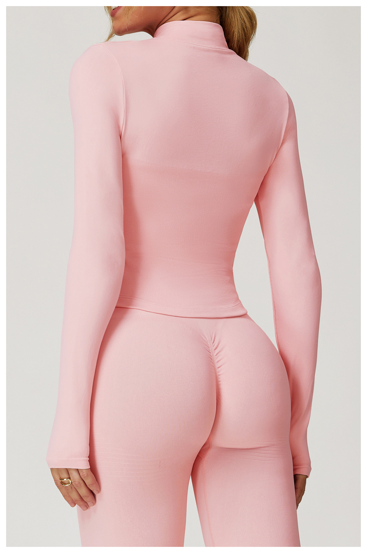 Stand - up Collar Long sleeved Yoga Top with Zipper 7725