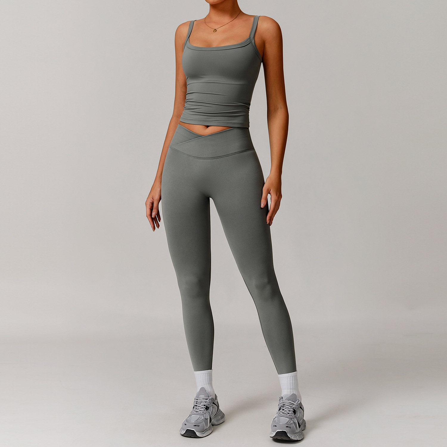 Yoga Clothing Set Vest  Shorts and Long Pants Combo for Workout 5036