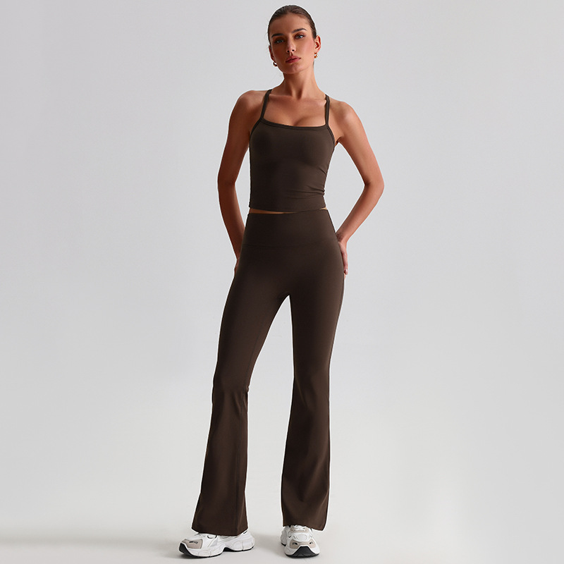 Sportswear yoga set High-waisted yoga flared pants With Beautiful Back Bra SKL-LQ8959