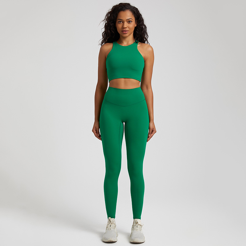 Women's Elastic Beautiful Back Yoga Set Leggings With Beautiful Back Bra SKL-LQ3332
