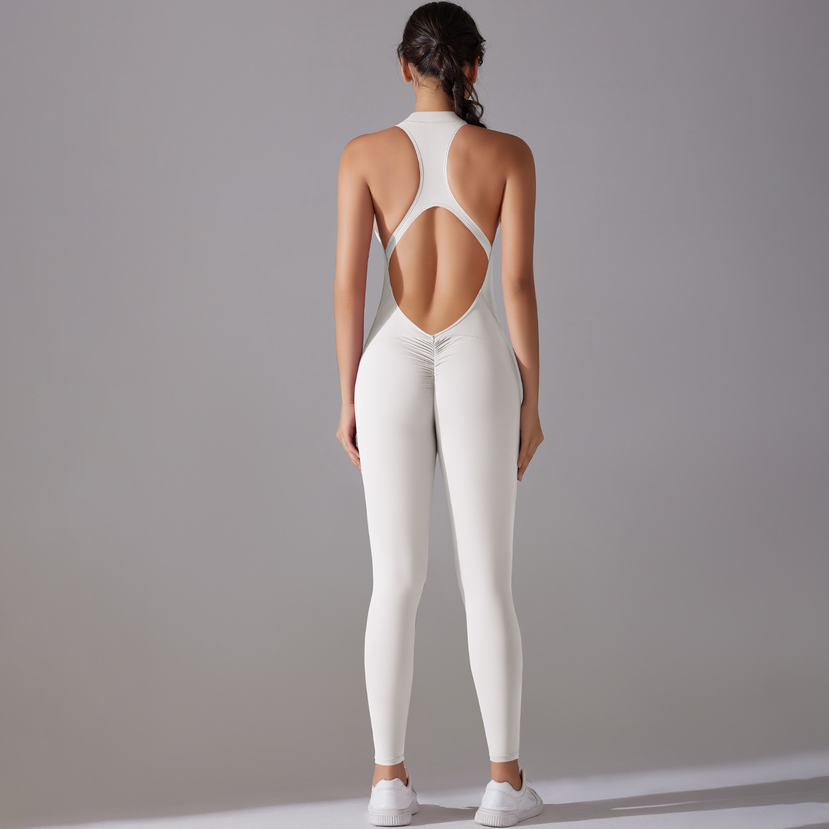 Naked-feeling Zip-up One-piece Yoga Suit 6661