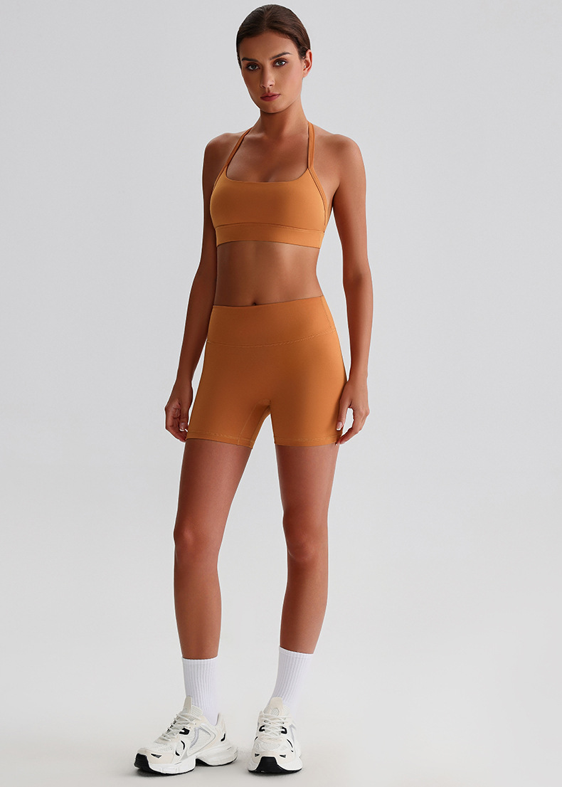 Halter Bra Vest Peach-shaped Buttocks Yoga Wear Shorts Set SKL-LQ0320