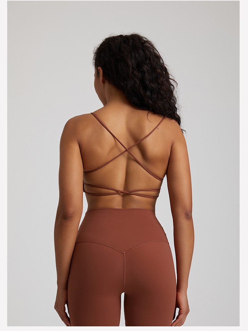 Candy-colored Nude Fitness Cross Back Bra SKL-LQ4059