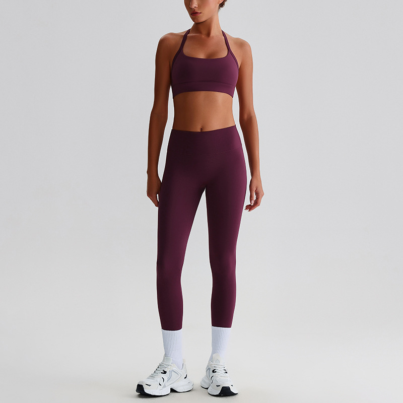 Solid-color Bras Breathable Tight Yoga Suit Set SKL-LQ0120