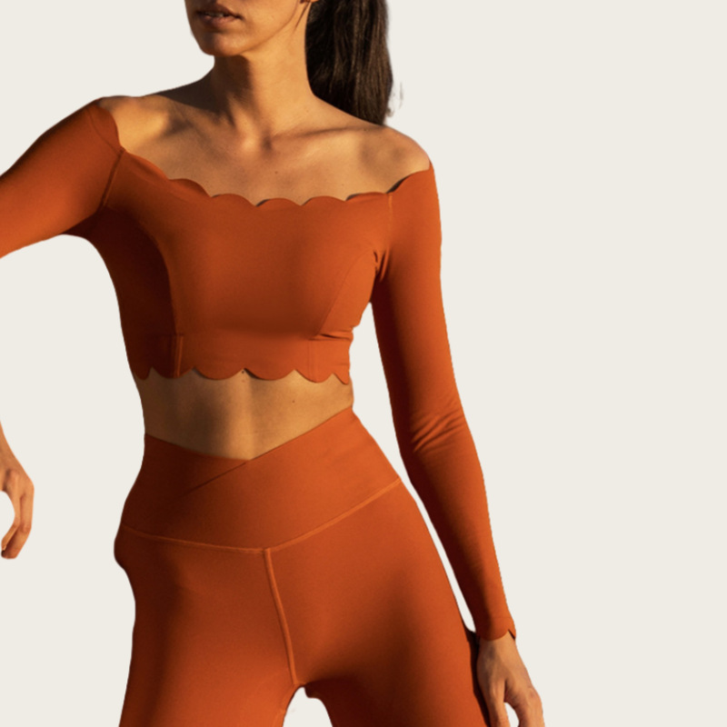  Lace Long-Sleeved Crop Top with Built-in Bra for Women SKL-FNK8808