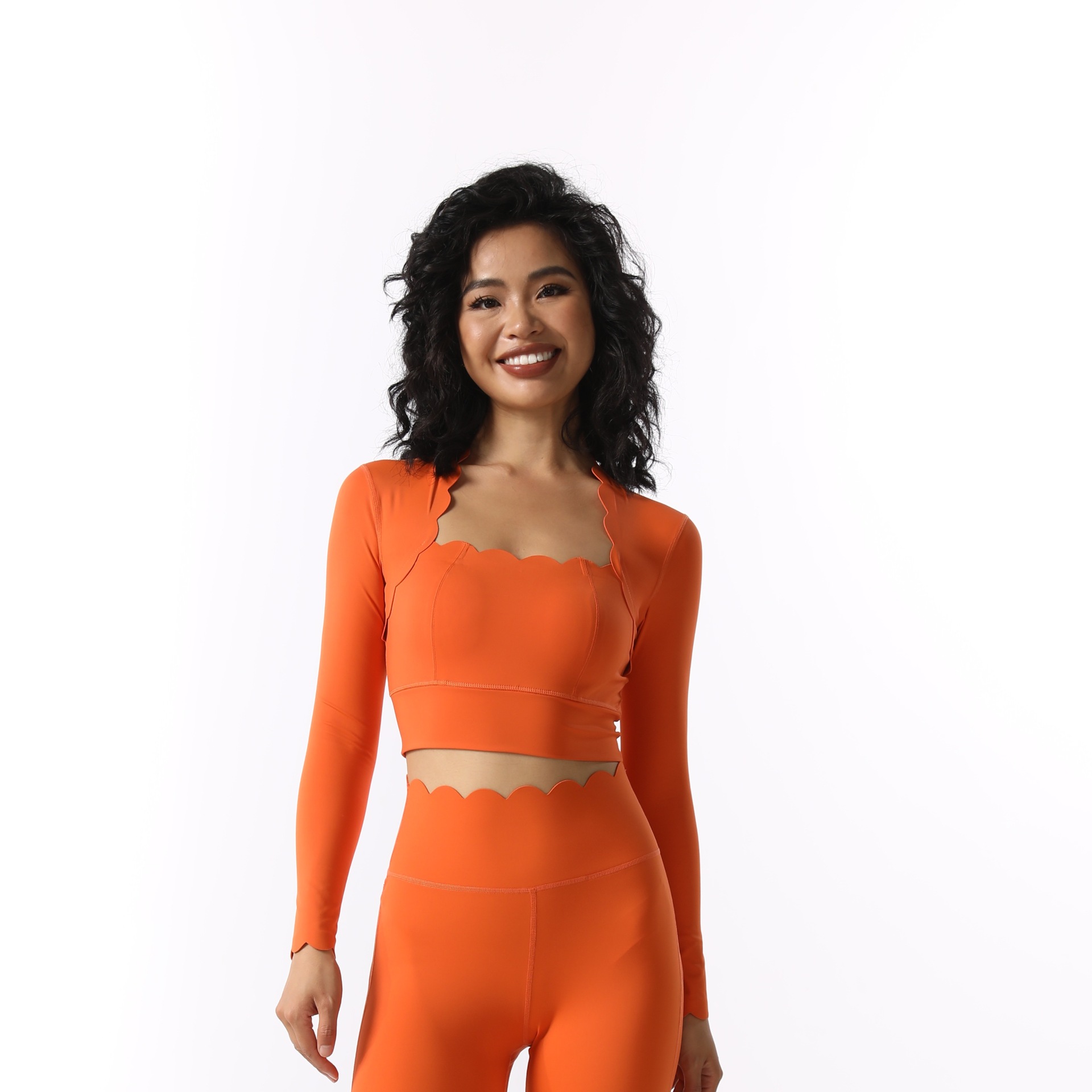 Yoga Wear Long-Sleeved Long Sports Top Sports Set Two-Piece Set For Women SKL-FNK8810