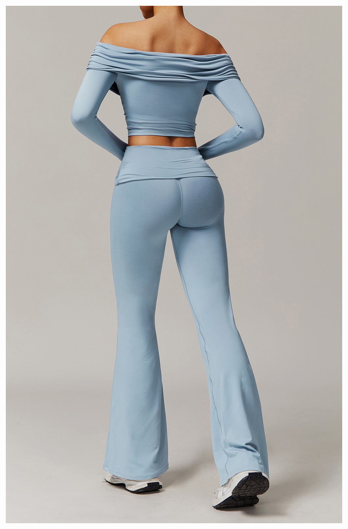 Off-the-shoulder Long-sleeve Yoga Set 9152