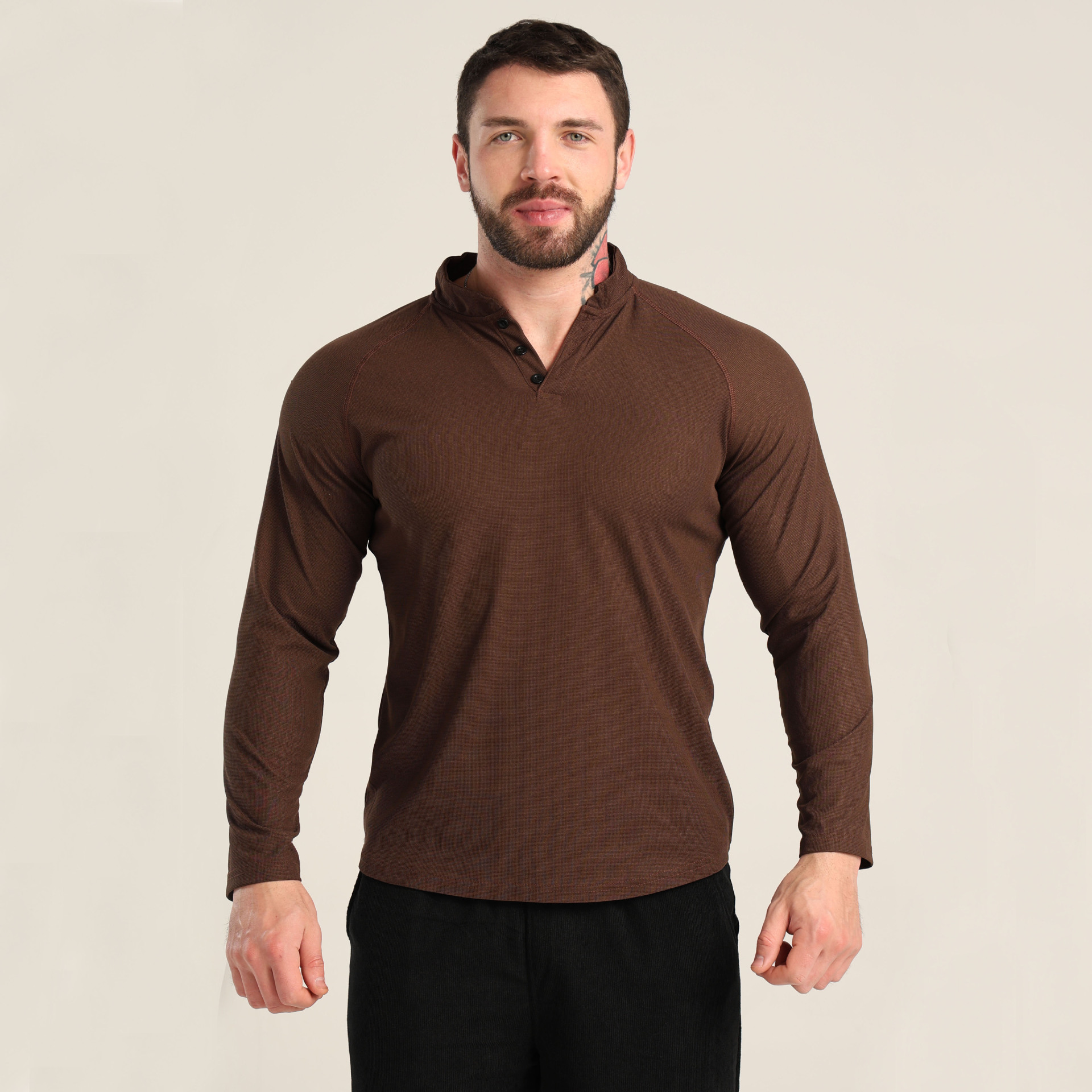 Men's Buttoned POLO Long Sleeve Shirt CX122