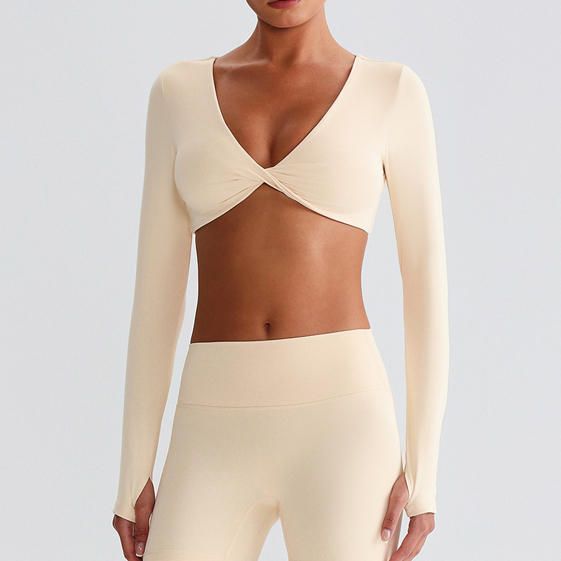 Knot Long - Sleeve Yoga Bra  Sports Bras Come With Chest Pads SKL-LQ8019