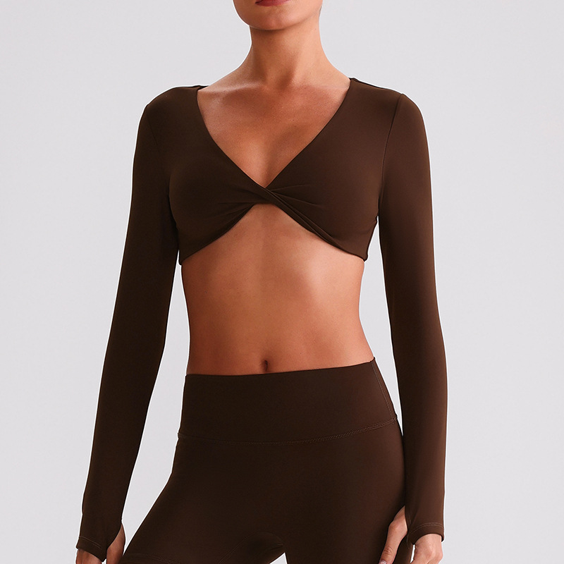  Knot Long - Sleeve Yoga Bra  Sports Bras Come With Chest Pads SKL-LQ8019
