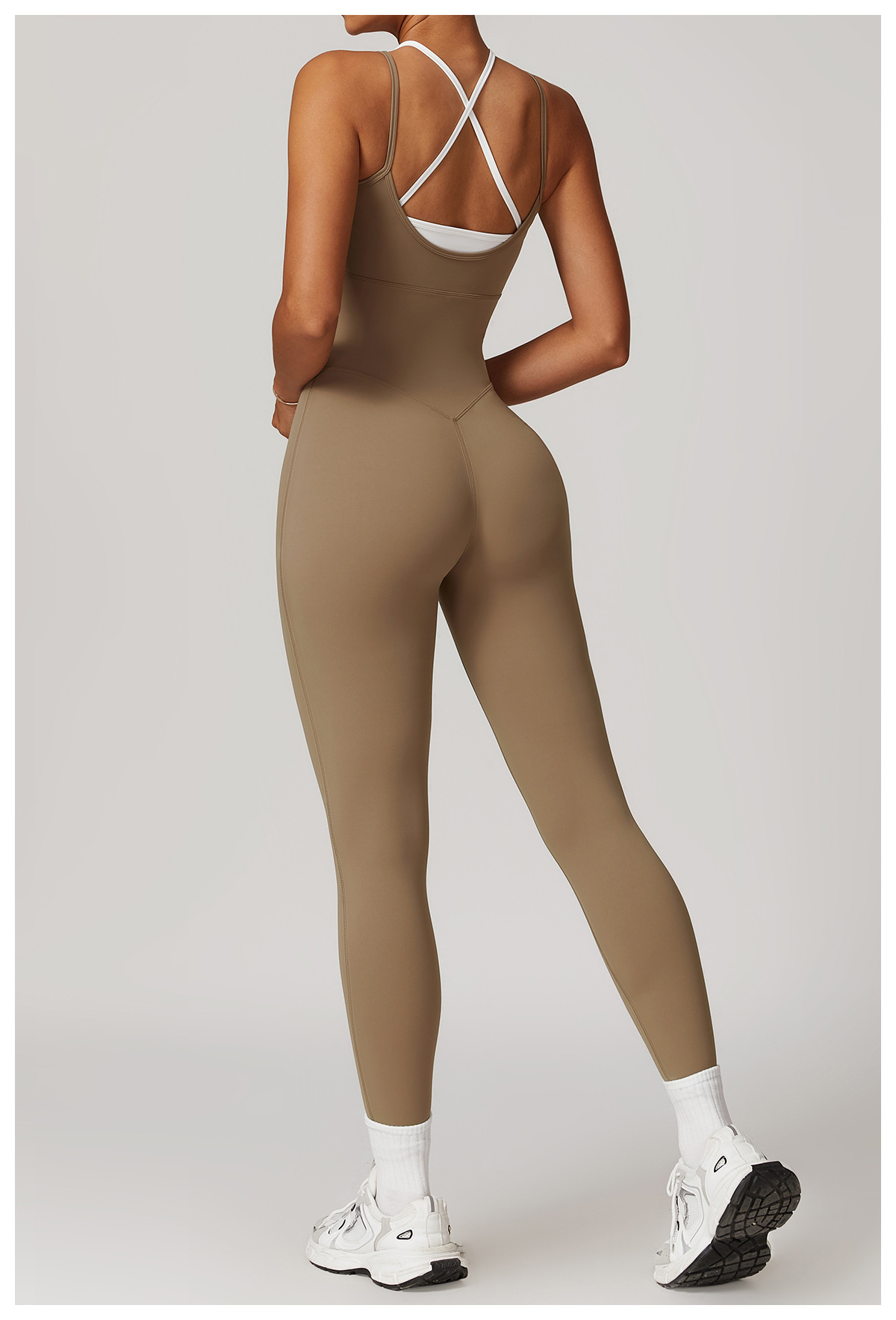 Soft Fabric Thin Straps Mock Two Pieces Jumpsuits 8843