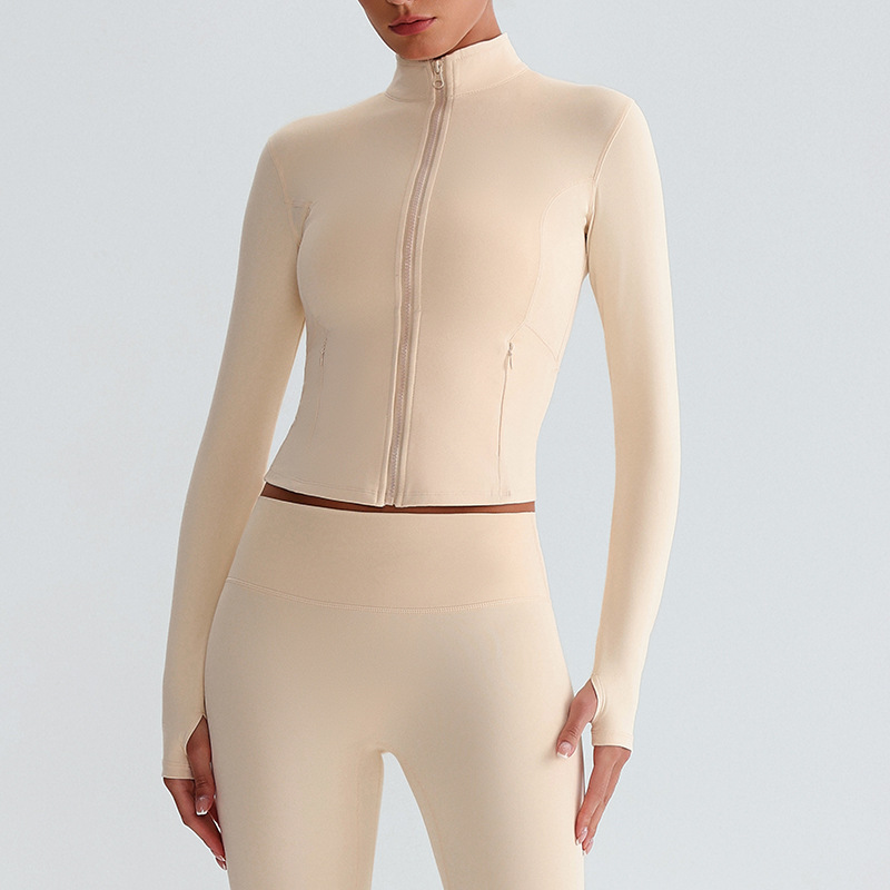 Zipper Outdoor Running  Sports Yoga Jacket Long-sleeved Coat SKL-LQ8018
