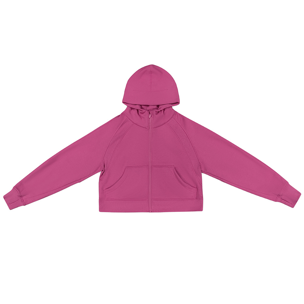  Fleece-Lined Warm Zippered Long-Sleeve Hooded Sweatshirt 7024
