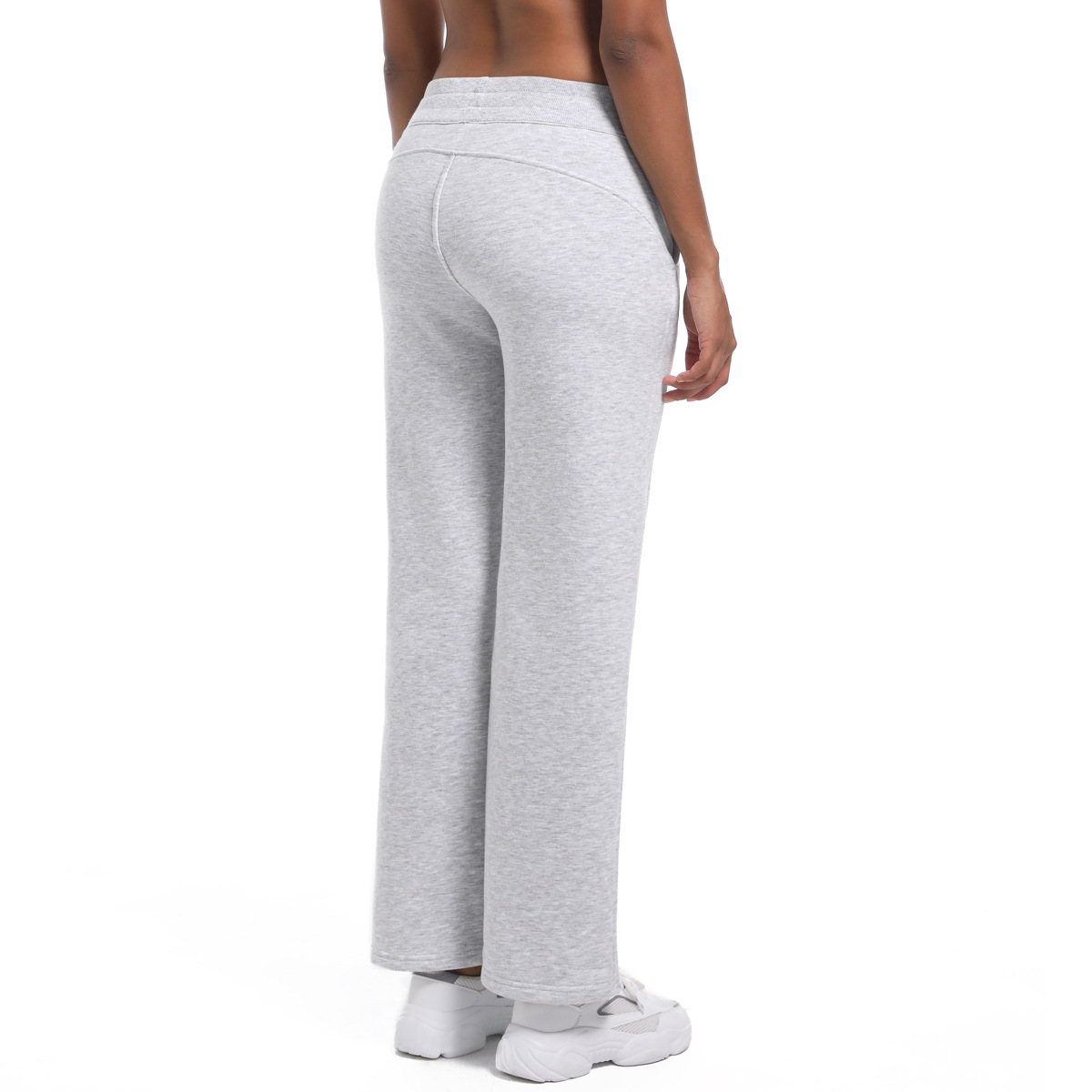 Drawstring Sports Bootcut Pants Fleece-Lined Warm Sweatpants 7086
