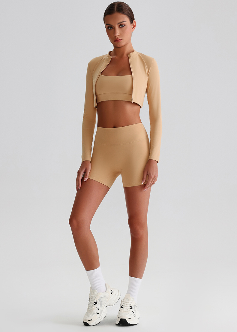 Zipper Yoga Jacket Crop Tight Yoga Sports Cycling Pants Yoga Set SKL-LQ0322
