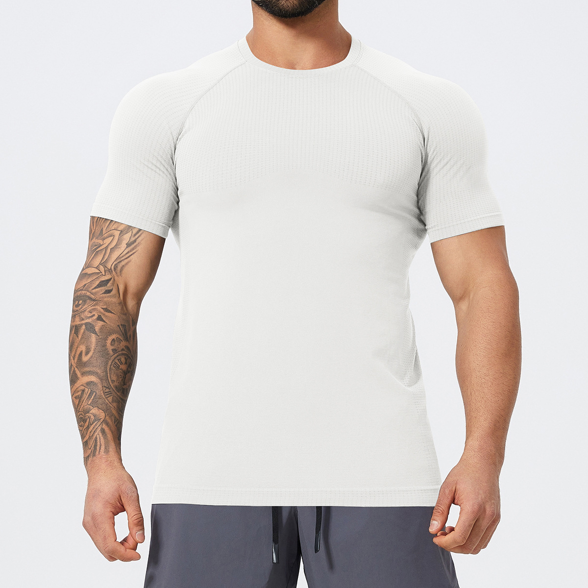 Slim Fit Men's Seamless Short  Sleeves 1058