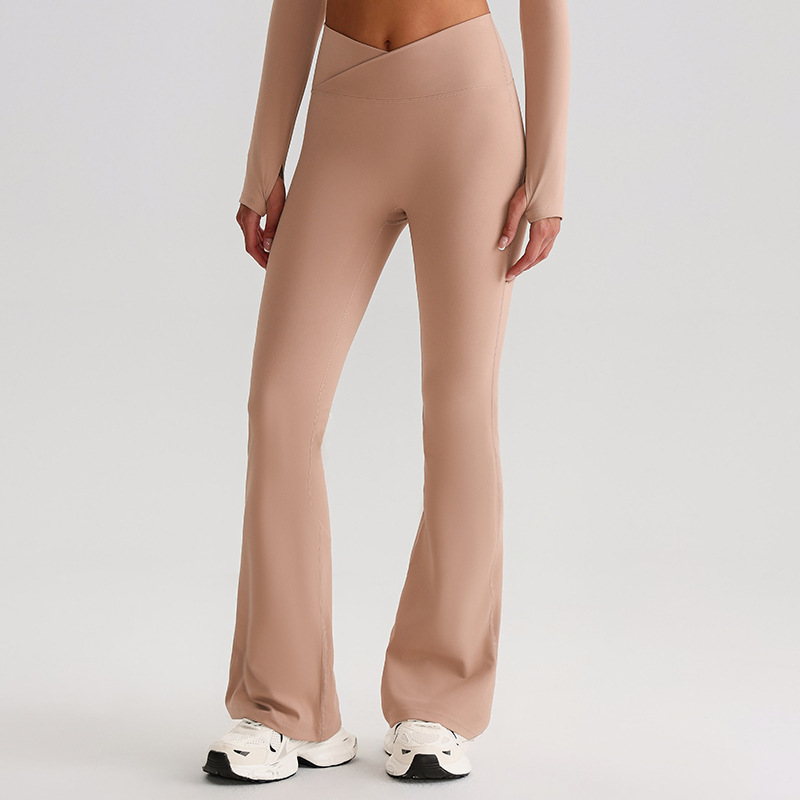 Crossed Waists Yoga Pants Breathable Flared Leggings SKL-LQ8007